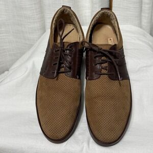 Greyder Men Brown Suede Leather Perforated Lace Up Oxford Dress Shoes Size 10US